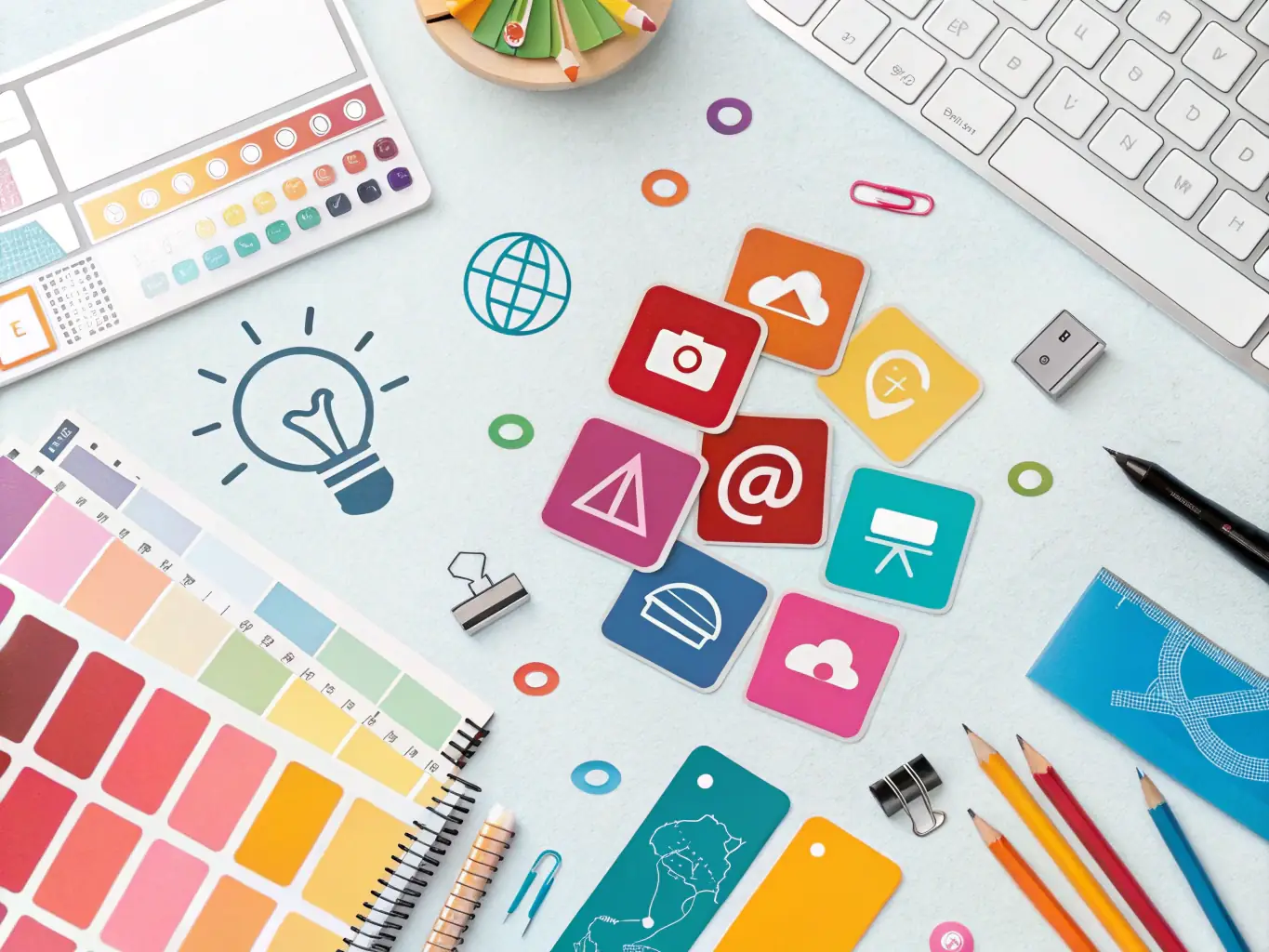 A visually appealing graphic design layout featuring creative elements and typography, suitable for marketing materials and advertising campaigns, representing a graphic design service.